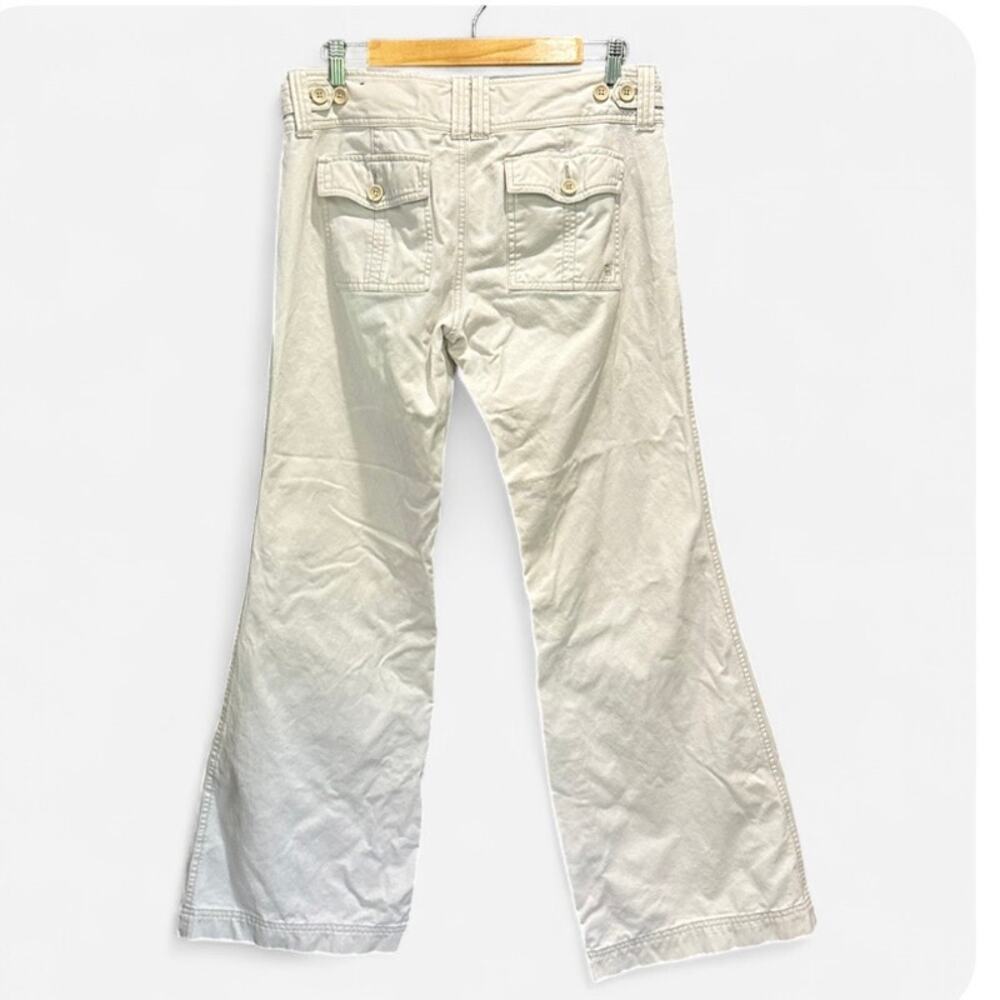 Y2K Abercrombie & Fitch Low Rise Hip Hugger Flare Pants Cream Cotton Size 8 - Picture 5 of 10